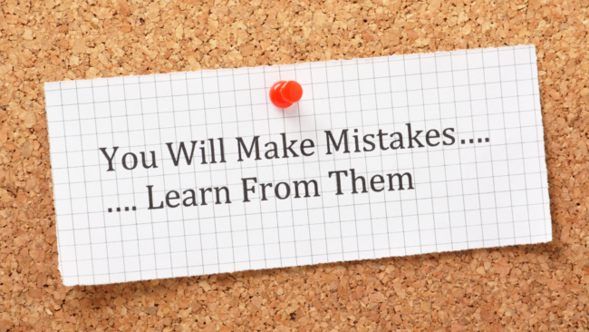 Image shows quote about learning from mistakes