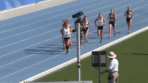 Gif of girl falling during race but got back up and kept running in the race