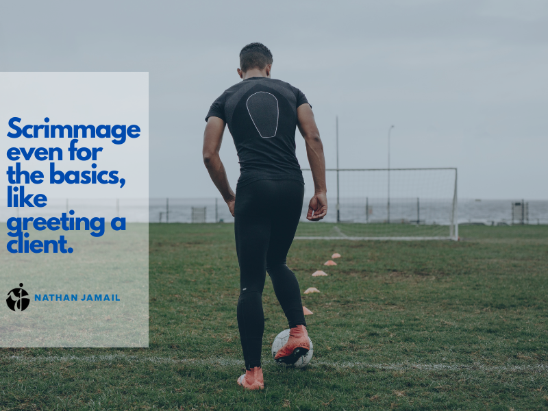 Image is a soccer player practicing goals by himself