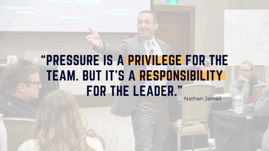 Pressure is a privilege for the team. But it’s a responsibility for the leader.