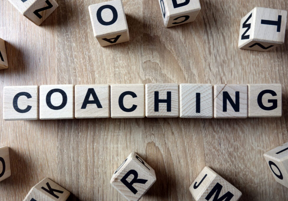 Coaching word from wooden blocks