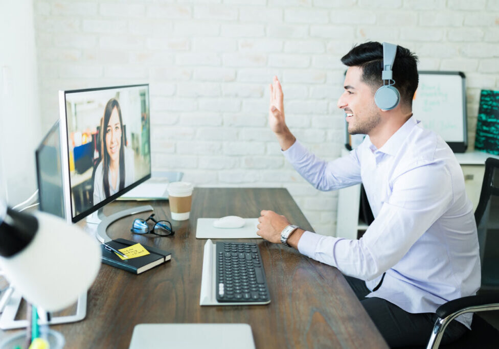Professionals Greeting Through Conference Call